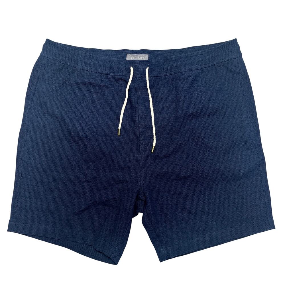 Slate & Stone Shorts 2XL XXL Blue Men Textured Drawstring Walking Summer Casual